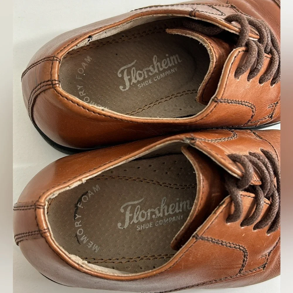 Florsheim Kids Reveal Cap Toe Ox, Jr. Toddler Cognac Leather Boys Size 10M